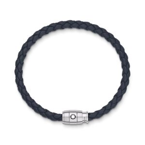 PULSERA montblanc ACERO Y PIEL AZUL 63