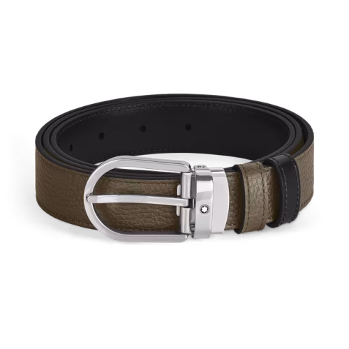 CINTURÓN REVERSIBLE DE PIEL CAQUI Y NEGRA DE 30 MM