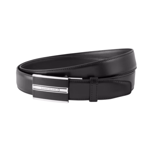 CINTURÓN RECTANGULAR DE PIEL NEGRO